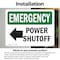Signmission Power Shutoff (Left Arrow) With Symbol, 10 in W x Rectangle, Vinyl Decal OS-2PACK-EM-D-710-L-10408 - alternate 3